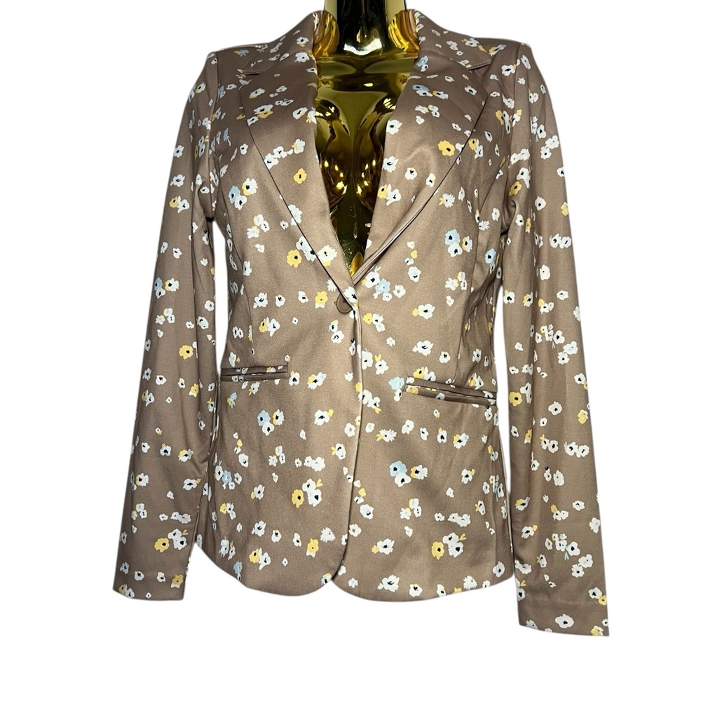 Elegant Floral Tan Women's Blazer S New